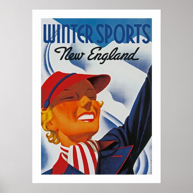 Póster Deportes de invierno Nueva Inglaterra (Frente)