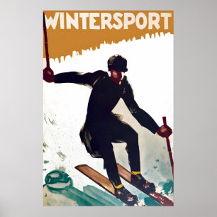 Póster Deportes de invierno Salto en esquí Esquí V