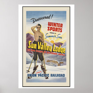 Póster Deportes de invierno Sun Valley Ketchum Idaho bajo