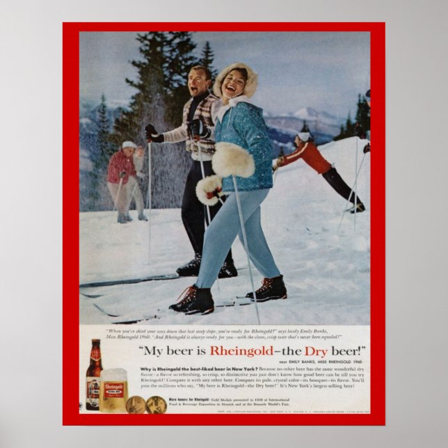 Póster Deportes de invierno Vintage Cerveza Rheingold (Frente)