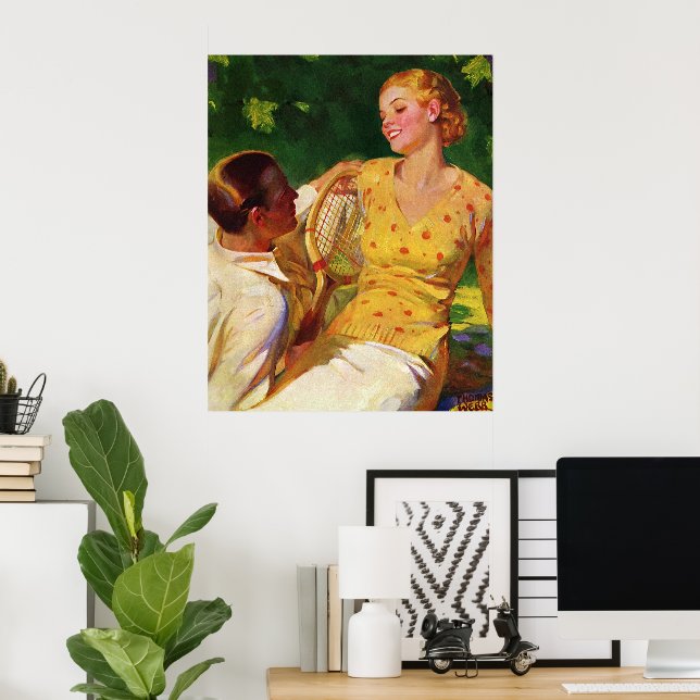 Póster Deportes de moda Tenis, Amor y Romance (Oficina en casa)