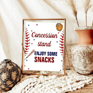 Póster Deportes de Rótulo de béisbol Baby Shower Concessi