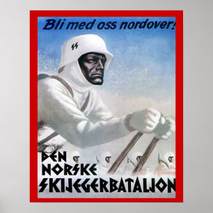 Póster Deportes vintage de invierno, batallón Norske skij