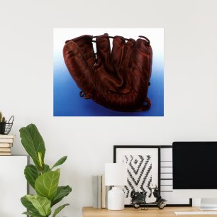 Póster Deportes Vintage, Guante de Béisbol de Cuero Antig