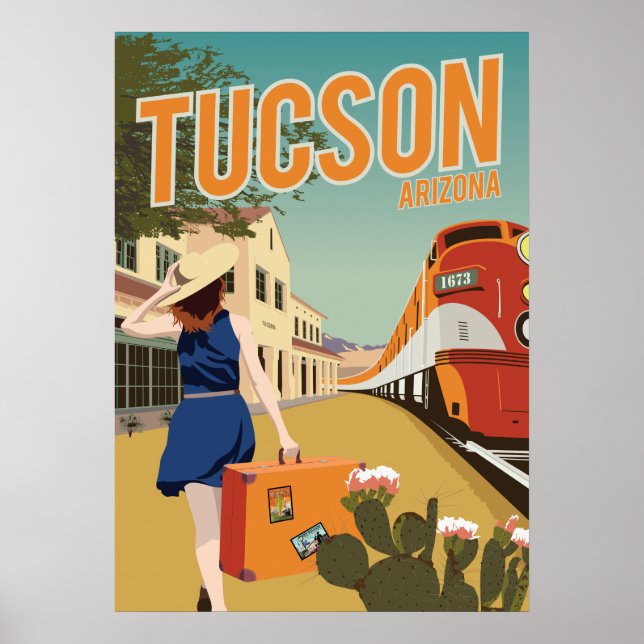 Póster Depósito de trenes de 28"x20" - Tucson, Arizona (Frente)
