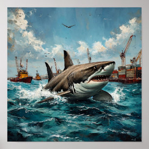 Póster Depredador Oceánico Feroz Vida Silvestre Marina Mo