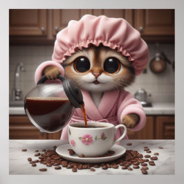 Póster Depuración matutina - Gato caprichoso Barista Post