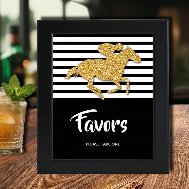 Póster Derby Favors del Caballo de Oro (Gold racehorse Derby party Favors poster INSTANT DOWNLOAD and/or PRINTED, (frame not included))