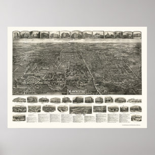 Póster Derby (Manchester), mapa panorámico del CT - 1914