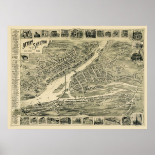 Póster Derby, mapa panorámico del CT - 1899