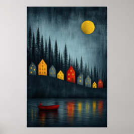 Póster Deriva silenciosa bajo la luna dorada