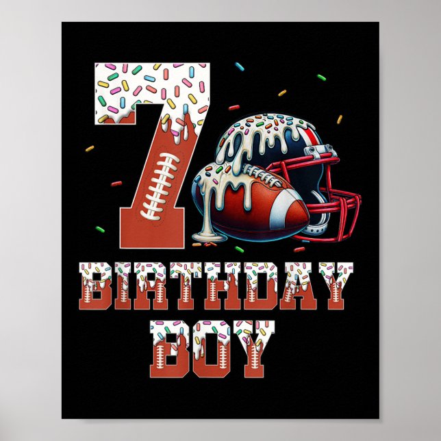 Póster Derivación de fútbol 7 cumpleaños niño deporte hin (Frente)