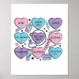 Póster Dermatología Retro Día de San Valentín Candy Derma