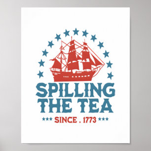 Póster Derrame El Té Desde 1773 Azul Blanco Rojo Funny 4