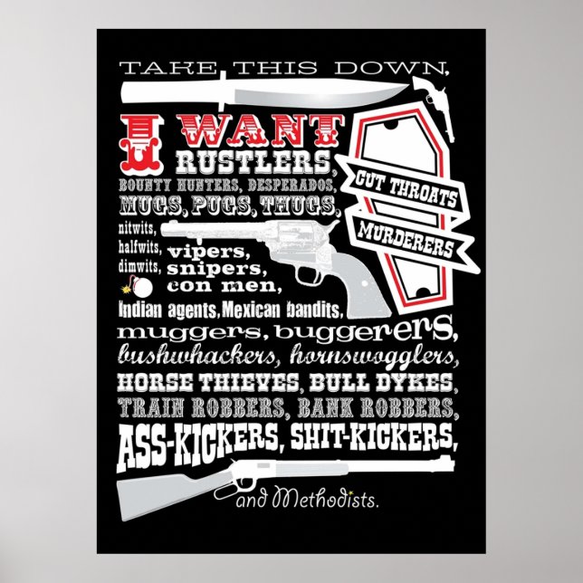 Póster Derriba Esto Quiero Saddles Deslumbrantes (Frente)