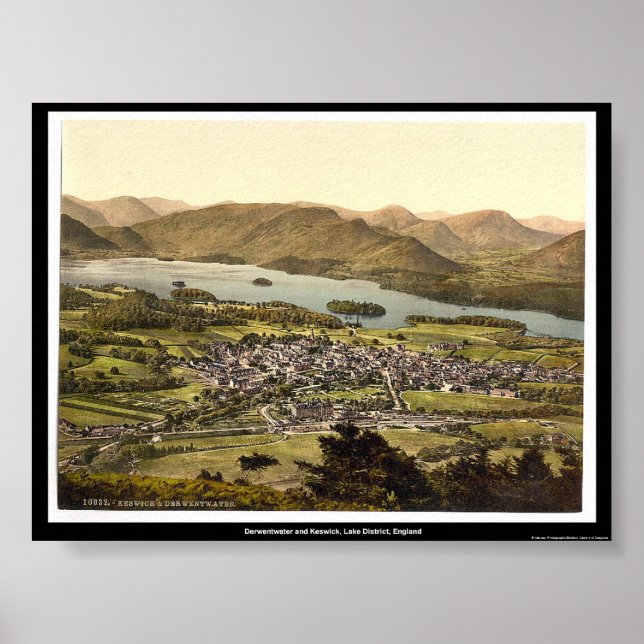 Póster Derwentwater y Keswick, distrito Lake, Inglaterra (Frente)