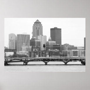 Póster Des Moines en B&W