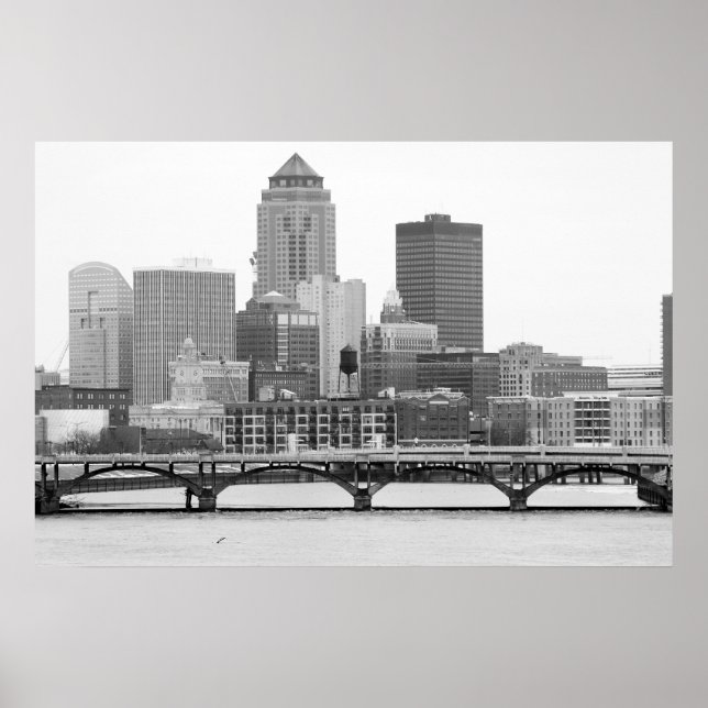 Póster Des Moines en B&W (Frente)