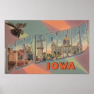 Póster Des Moines, Iowa (Moose Head)