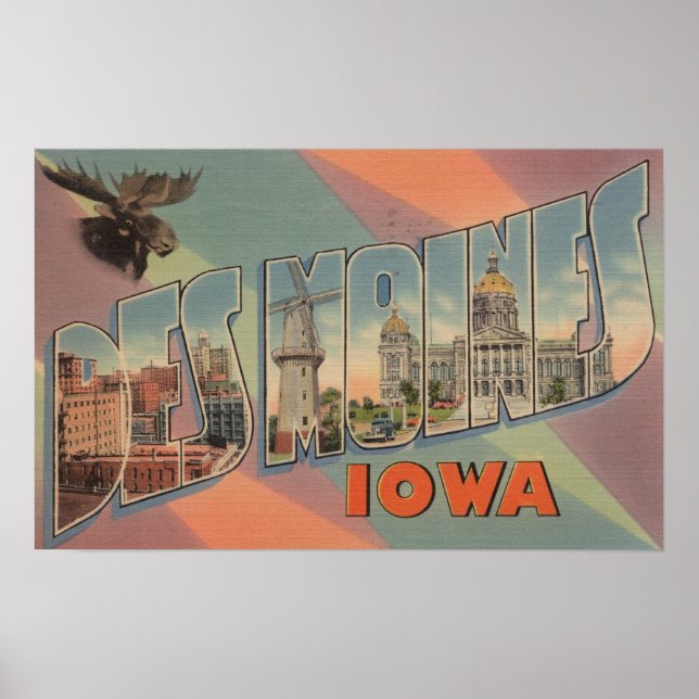 Póster Des Moines, Iowa (Moose Head) (Frente)