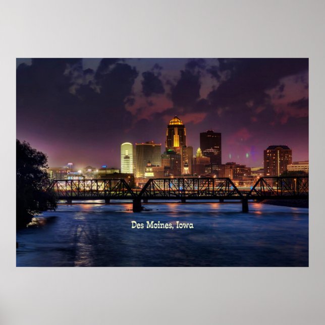 Póster Des Moines, paisaje urbano de Iowa (Frente)