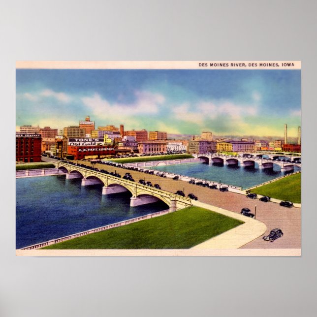Póster Des Moines River Des Moines, Iowa (Frente)