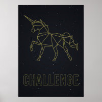 Desafío poster de afirmación del caballo unicornio