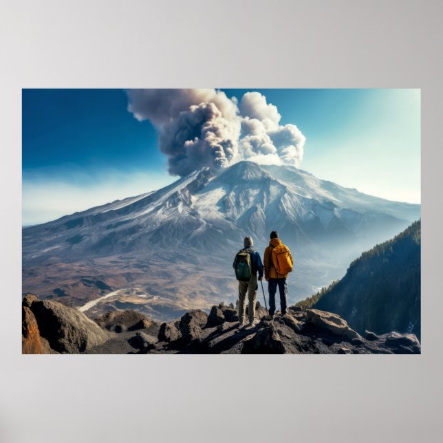 Póster Desafío volcánico aventura al aire libre explorar  (Frente)