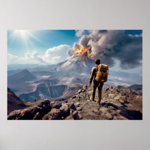 Póster Desafío volcánico aventura al aire libre explorar