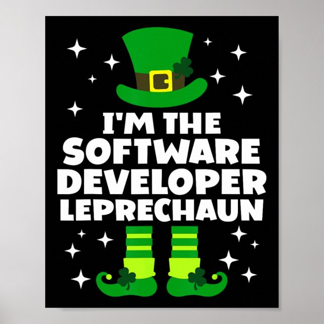 Póster Desarrollador de software irlandés Leprechaun St P (Frente)