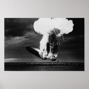 Póster Desastre de Hindenburg - foto de la explosión del