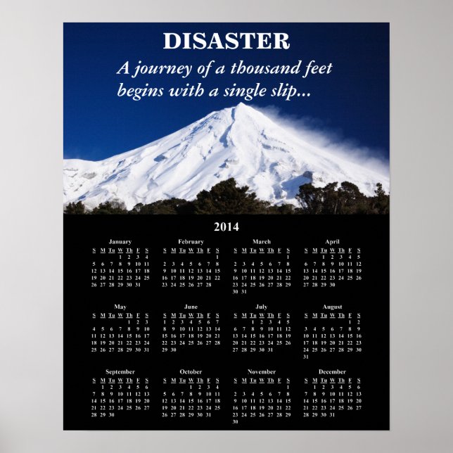 Póster Desastre del calendario desmotivacional de 2014 (Frente)