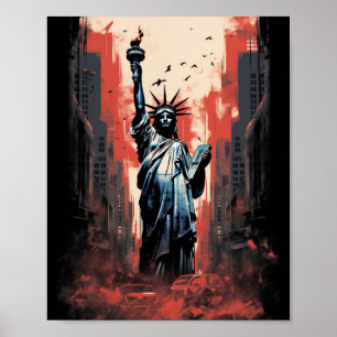 Póster Desastre en torno a la estatua de la libertad