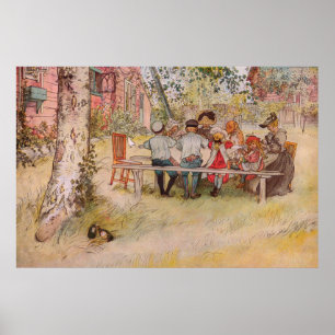 Póster Desayuno bajo el Gran Birch por Carl Larsson