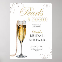 Póster Desayuno Bridal Shower Perlas y Prosecco, Brunch N