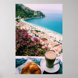 Póster Desayuno con fotografía en la costa