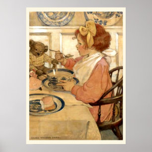 Póster Desayuno con oso de peluche