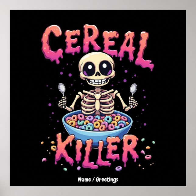 Póster Desayuno de asesinos de cereales Gracioso Cereal B (Frente)
