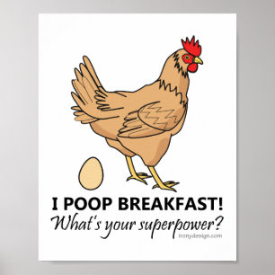 Póster Desayuno de Chicken Poops Funny