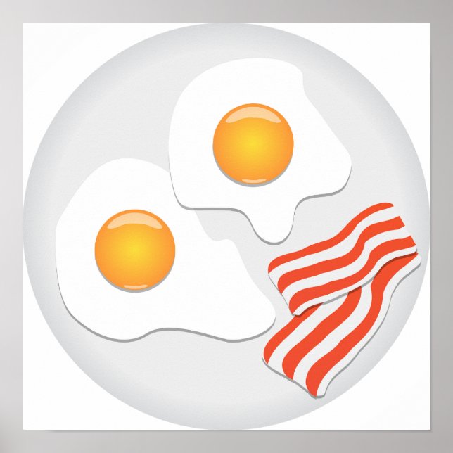 Póster Desayuno de Huevos Fritos y Tocino (Frente)