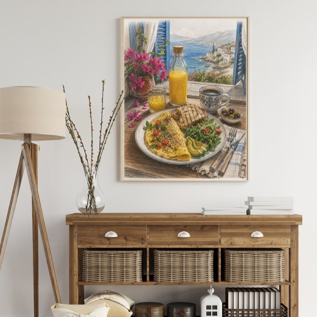 Póster Desayuno de Tortilla Mediterránea junto al Mar (Subido por el creador)