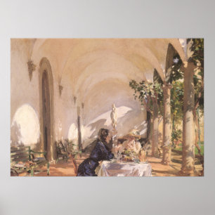Póster Desayuno en la Loggia por John Singer Sargent