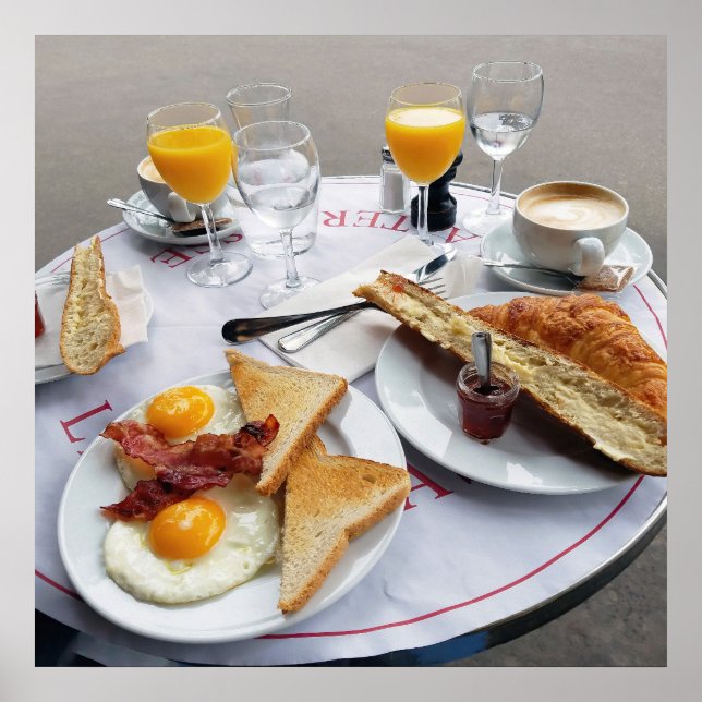 Póster Desayuno en París Francia Poster (Frente)