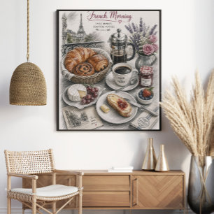 Póster Desayuno francés en París