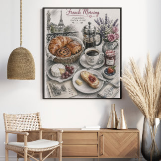 Póster Desayuno francés en París