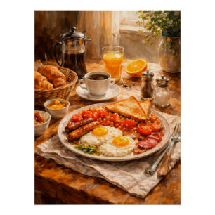 Póster Desayuno inglés mañana una vida tranquila y acoged