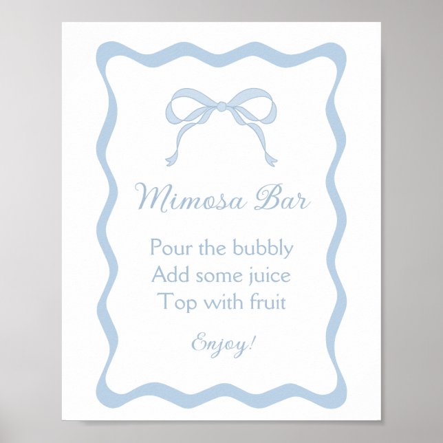 Póster Desayuno Nupcial de Blue Bow Tying the Knot con ba (Frente)