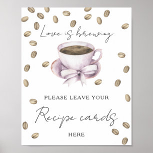Póster Desayuno nupcial de café. Tarjeta de receta aquí