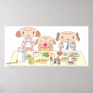 Póster Desayuno para la familia de perros.