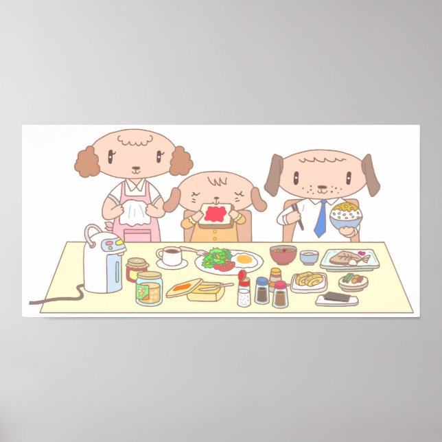 Póster Desayuno para la familia de perros. (Frente)